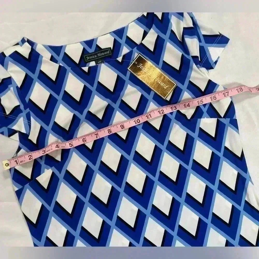 New NWT Jessica Howard Women's Size S MISSY Dress Blue Purple White‎ Diamond - Picture 8 of 12